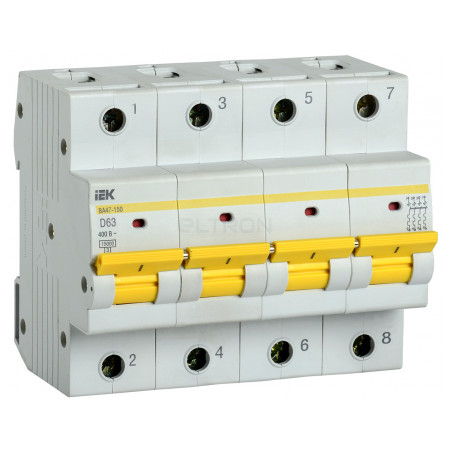 Автоматичний вимикач IEK ВА47-150 4P 63А тип D 15кА (MVA50-4-063-D) фото
