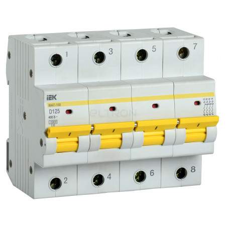 Автоматичний вимикач IEK ВА47-150 4P 125А тип D 15кА (MVA50-4-125-D) фото