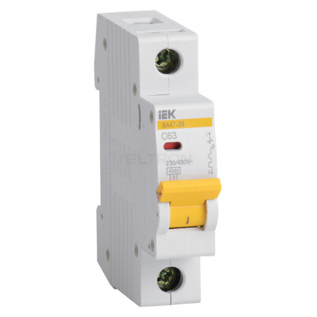 Автоматичний вимикач IEK ВА47-29 1P 63А тип C (MVA20-1-063-C) фото