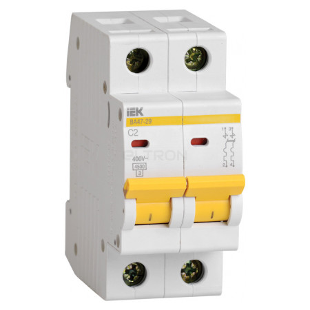 Автоматичний вимикач IEK ВА47-29 2P 2А тип C (MVA20-2-002-C) фото
