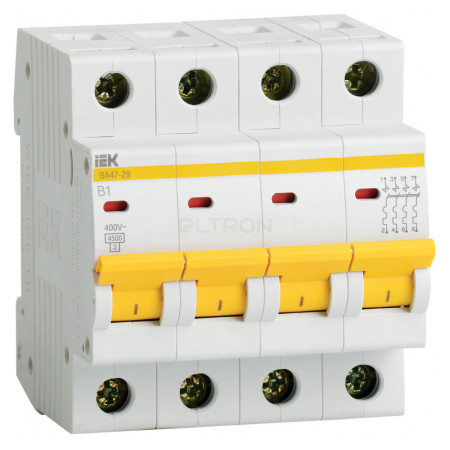 Автоматичний вимикач IEK ВА47-29 4P 1А тип B (MVA20-4-001-B) фото