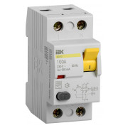 Пристрій захисного відключення (ПЗВ) IEK ВД1-63 2P 100А 100мА тип AC міні-фото