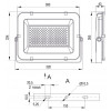 Прожектор світлодіодний (LED) IEK СДО 07-100 (100Вт) сірий IP65 зображення 3 (габаритні розміри)