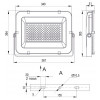 Прожектор светодиодный (LED) IEK СДО 07-150 (150Вт) серый IP65 изображение 2 (габаритные размеры)