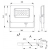 Прожектор світлодіодний (LED) IEK СДО 07-50 (50Вт) сірий IP65 зображення 3 (габаритні розміри)