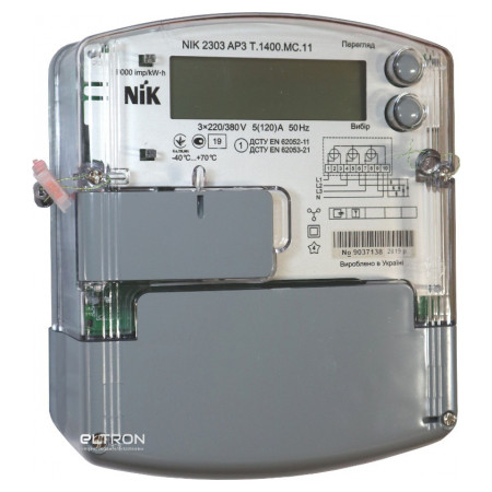 Лічильник електроенергії NIK 2303 AP3T.1400.MC.11 трифазний багатотарифний 5(120)А 3×220/380В фото