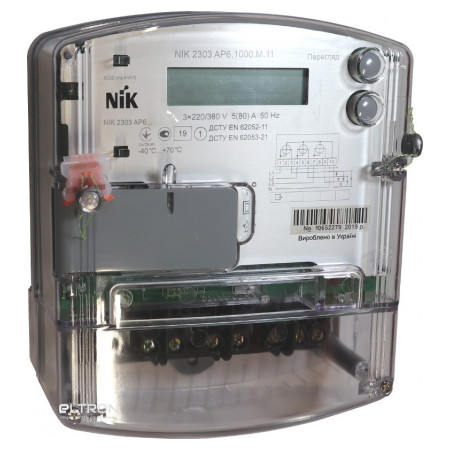 Счетчик электроэнергии NIK 2303 AP6.1000.M.11 трехфазный однотарифный 5(80)А 3×220/380В фото