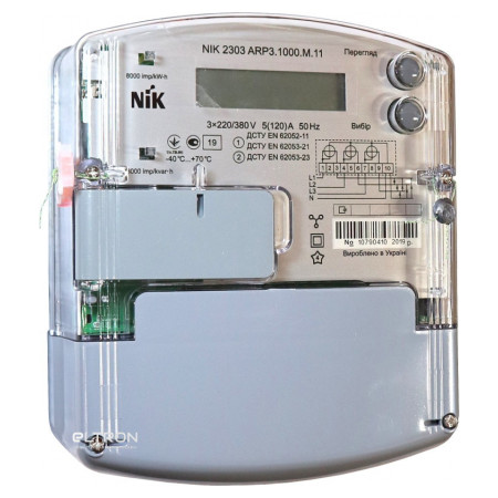 Лічильник електроенергії NIK 2303 ARP3.1000.M.11 трифазний однотарифний 5(120)А 3×220/380В фото