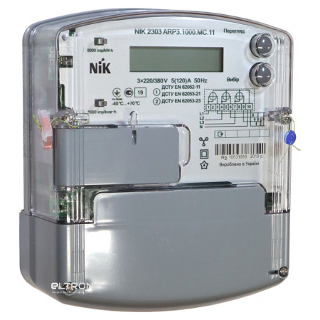 Счетчик электроэнергии NIK 2303 ARP3.1000.MC.11 трехфазный однотарифный 5(120)А 3×220/380В фото