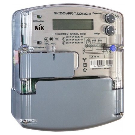 Лічильник електроенергії NIK 2303 ARP3T.1200.MC.11 трифазний багатотарифний 5(120)А 3×220/380В фото