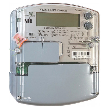 Счетчик электроэнергии NIK 2303 ARP6.1000.M.11 трехфазный однотарифный 5(80)А 3×220/380В фото
