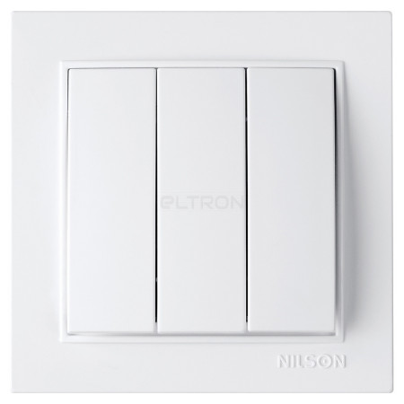 Выключатель Nilson Thor трехклавишный белый (27111066) фото