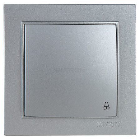 Выключатель Nilson Thor одноклавишный кнопочный для звонка с подсветкой серебро (27131012) фото