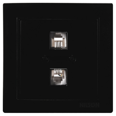 Розетка Nilson Thor телефонная (RJ11) двойная черная (27221041) фото
