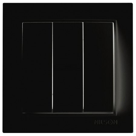 Выключатель Nilson Thor трехклавишный черный (27221066) фото
