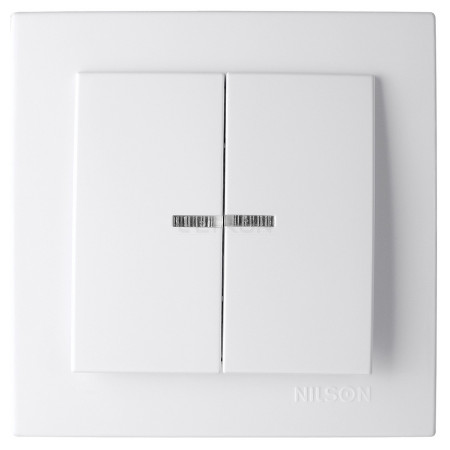 Выключатель Nilson Touran двухклавишный с подсветкой белый (24111004) фото