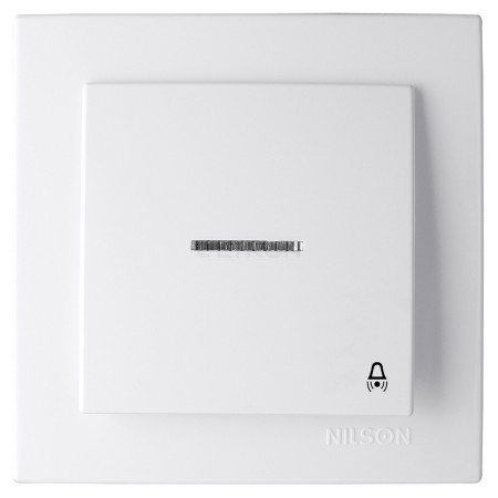 Выключатель Nilson Touran одноклавишный кнопочный для звонка с подсветкой белый (24111013) фото