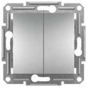 Выключатель Schneider Electric Asfora 2-клавишный кнопочный алюминий мини-фото