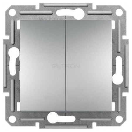 Выключатель Schneider Electric Asfora 2-клавишный кнопочный алюминий (EPH1100161) фото