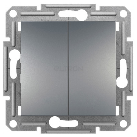 Выключатель Schneider Electric Asfora 2-клавишный кнопочный сталь (EPH1100162) фото