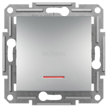 Выключатель Schneider Electric Asfora 1-клавишный проходной (переключатель) с индикатором алюминий (EPH1500161) фото