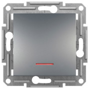 Выключатель Schneider Electric Asfora 1-клавишный проходной (переключатель) с индикатором сталь мини-фото