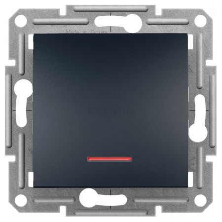 Выключатель Schneider Electric Asfora 1-клавишный проходной (переключатель) с индикатором антрацит (EPH1500171) фото