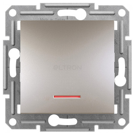 Вимикач Schneider Electric Asfora 1-клавішний кнопковий з індикатором бронза (EPH1600169) фото