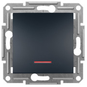 Выключатель Schneider Electric Asfora 1-клавишный кнопочный с индикатором антрацит мини-фото