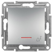 Выключатель Schneider Electric Asfora 1-клавишный кнопочный («звонок») с индикатором алюминий мини-фото