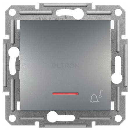 Выключатель Schneider Electric Asfora 1-клавишный кнопочный («звонок») с индикатором сталь (EPH1700162) фото