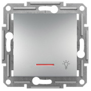 Выключатель Schneider Electric Asfora 1-клавишный кнопочный («свет») с индикатором алюминий мини-фото