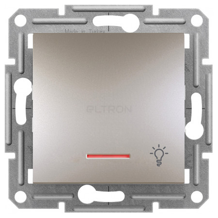 Вимикач Schneider Electric Asfora 1-клавішний кнопковий («світло») з індикатором бронза (EPH1800169) фото