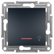Выключатель Schneider Electric Asfora 1-клавишный кнопочный («свет») с индикатором антрацит мини-фото