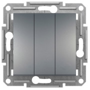 Выключатель Schneider Electric Asfora 3-клавишный сталь мини-фото