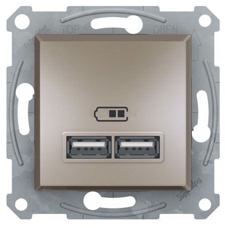 Розетка Schneider Electric Asfora USB (зарядка) 2.1A подвійна бронза (EPH2700269) фото