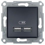 Розетка Schneider Electric Asfora USB (зарядка) 2.1A подвійна антрацит міні-фото
