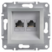 Розетка Schneider Electric Asfora компьютерная (RJ45, кат.5e UTP) двойная алюминий мини-фото