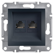 Розетка Schneider Electric Asfora компьютерная (RJ45, кат.5e UTP) двойная антрацит мини-фото