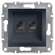 Розетка Schneider Electric Asfora компьютерная (RJ45, кат.6 UTP) двойная антрацит мини-фото