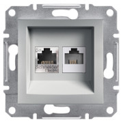 Розетка Schneider Electric Asfora компьютерная+телефонная (RJ45+RJ12) алюминий мини-фото