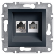 Розетка Schneider Electric Asfora компьютерная+телефонная (RJ45+RJ12) антрацит мини-фото