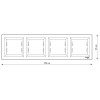 Рамка Schneider Electric Asfora 4-місна горизонтальна біла зображення 3 (габаритні розміри)