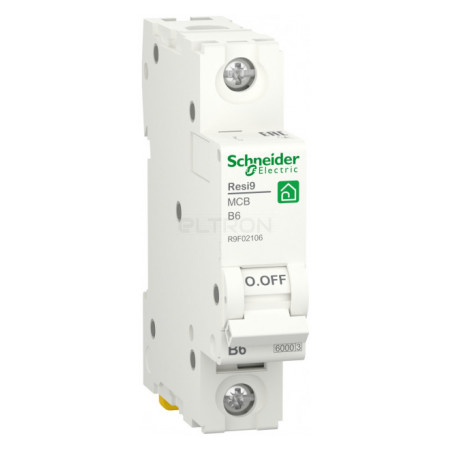 Автоматический выключатель Schneider Electric Resi9 1P 6A тип B 6кА (R9F02106) фото