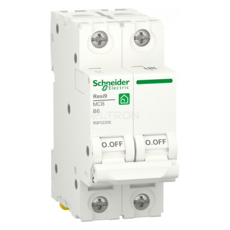 Автоматичний вимикач Schneider Electric Resi9 2P 6A тип B 6кА (R9F02206) фото