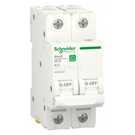 Автоматичний вимикач Schneider Electric Resi9 2P 32A тип B 6кА (R9F02232) фото