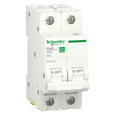 Автоматичний вимикач Schneider Electric Resi9 2P 50A тип B 6кА (R9F02250) фото