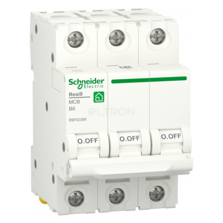 Автоматичний вимикач Schneider Electric Resi9 3P 6A тип B 6кА (R9F02306) фото