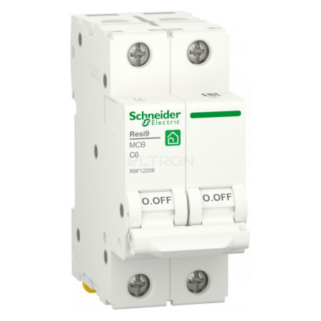 Автоматичний вимикач Schneider Electric Resi9 2P 6A тип C 6кА (R9F12206) фото