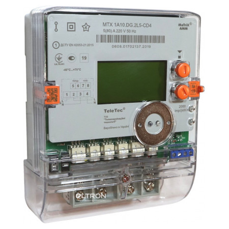 Счетчик электроэнергии TeleTec MTX 1A10.DG.2L5-CD4 однофазный многотарифный 5(80)А 220В (302751) фото